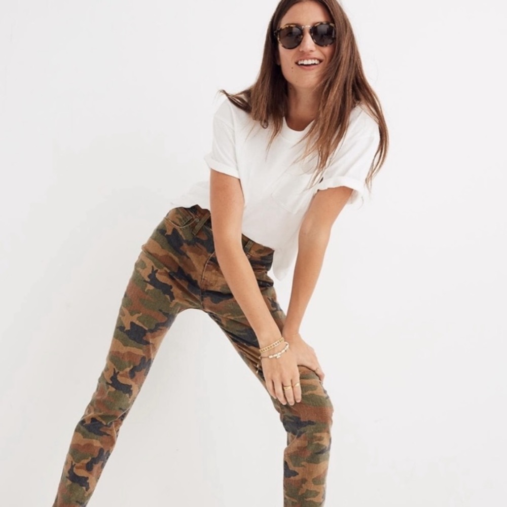 Madewell camouflage high rise slim boy jean